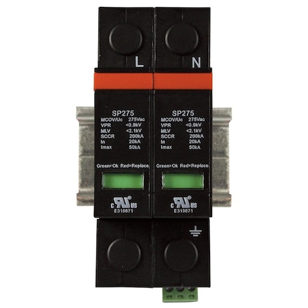 Automation Systems Interconnect Surge Protection Device, 1 Phase, 240V AC, 2 Poles, 2 Wires ASISP275A-2P-S